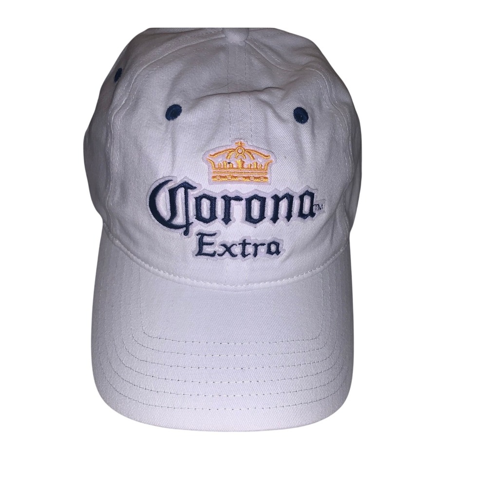 NWT Corona Extra Baseball Cap White Navy Blue Embroidered Logo Adjustable Cap